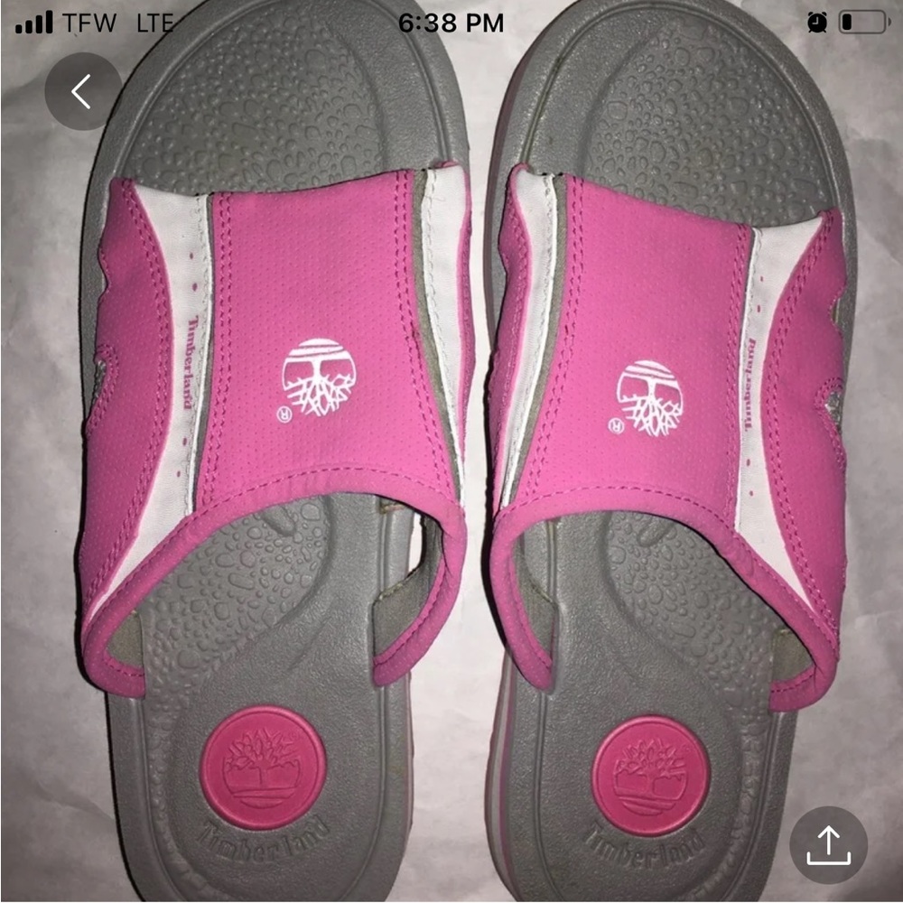 Pink Timberland slides shoes sandals flip flops slip on size 6 outdoor